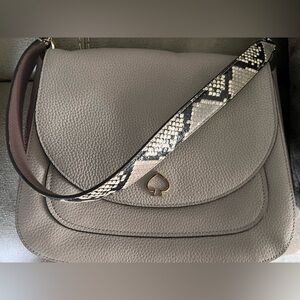 Kate Spade Kailee Neutral Medium Flap Shoulder Crossbody Leather Shoulder Bag